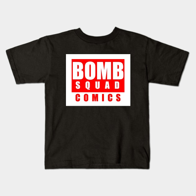 Bomb Squad Comics - Solid Logo Kids T-Shirt by GodzillaMendoza